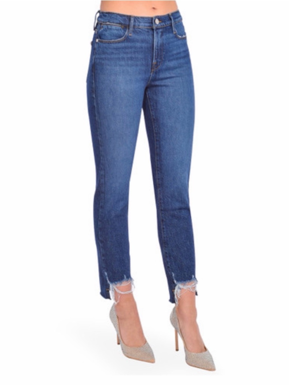 FRAME Le High Straight Jeans 27 Roswell Chew Raw Hem High Rise
